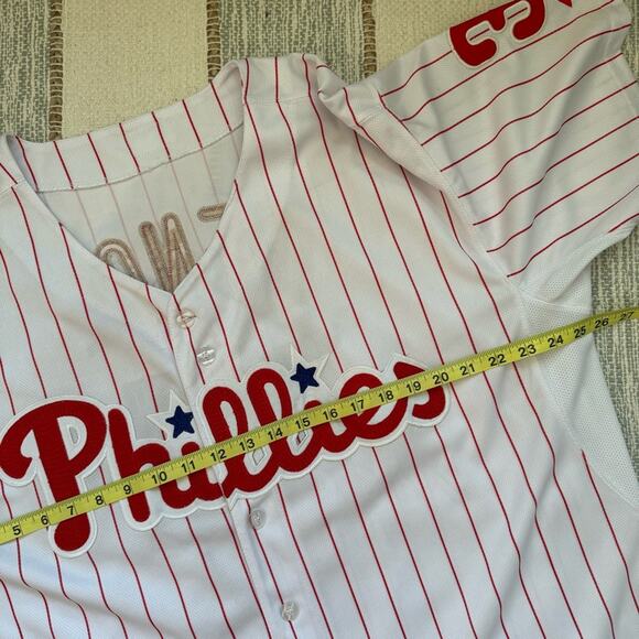 Philadelphia Phillies Hunter Pence #3 White Red Striped Baseball Jersey Size 52 - Picture 7 of 9